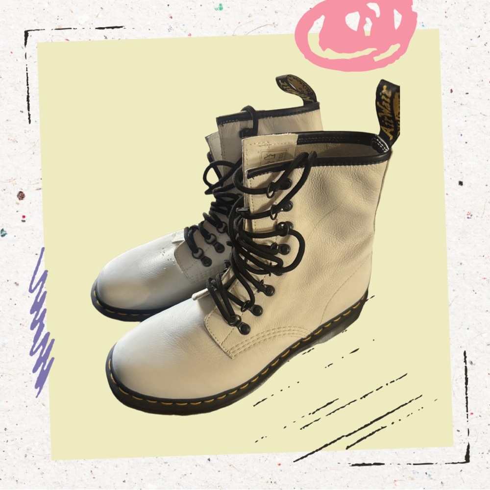 Dr. Martens White Leather Boots - never worn only tried on!